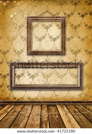 Old gold frames Victorian style on the wall in the room