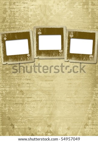 Old alienated slides on the abstract background