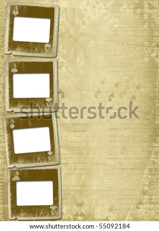 Old alienated slides on the abstract background