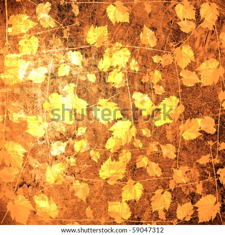 Abstract untidy ancient background in scrap booking style with gold ornamental
