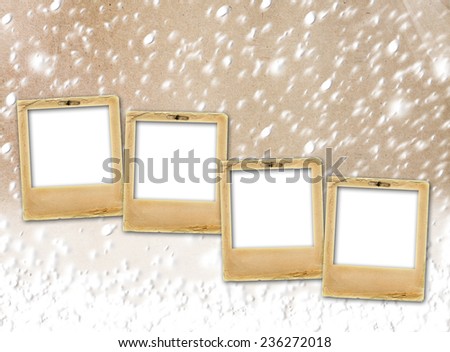 Old paper slides on snow abstract grunge background
