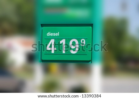 Eye Popping Diesel Fuel Gas Price Sign was captured during a period of record setting gas prices when the price of a barrel of oil was setting new levels.