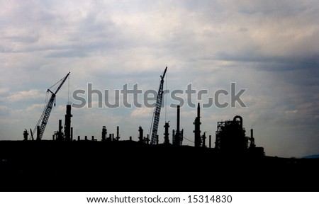 Oil Refinery Construction Silhouette set against a Wyoming Sky.