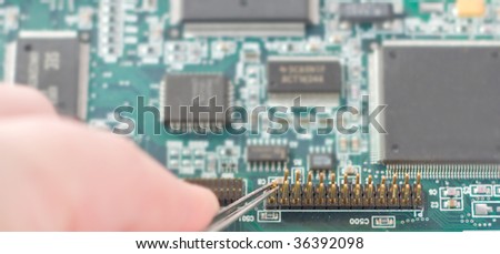 Computer Video Card Repair on a White Background.