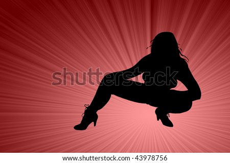 Sexy Female Silhouette with legs and high heeled boots isolated on a white background.