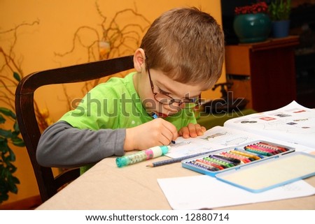 boy with glasses clipart. oy in glasses painting