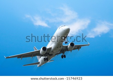 Commercial aircraft taking off