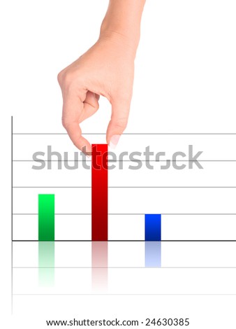 Colorful increasing bar graph - Hand holding smallest pole
