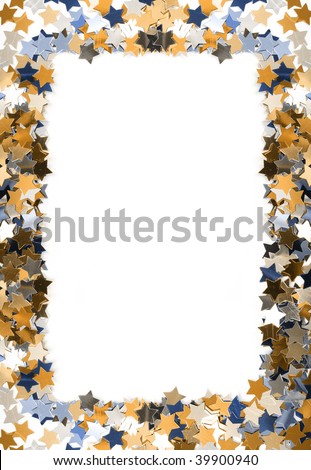 Colorful confetti frame. Stars in the form of confetti