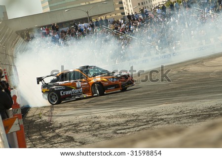 LONG BEACH, CA - APRIL 11 : Stephan Verdier in drifting action for grand prize during 2009 Formula Drift April 11, 2009 in Long Beach.
