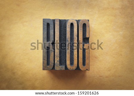 The word BLOG written in vintage letterpress type.