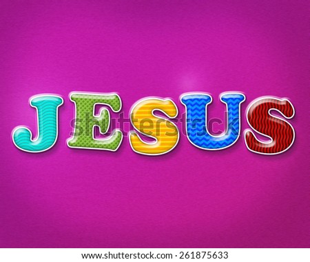 The name of JESUS written in colorful and playful patterns and letters.