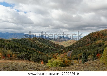 Landscape from Salt Lake City (near Little Mountain) in the fall, Utah, United States