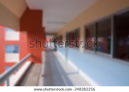 Long corridor on the sixth floor universities blurred background.