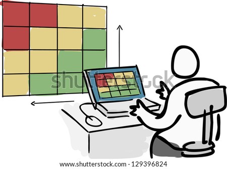 Person doing risk analysis on computer screen