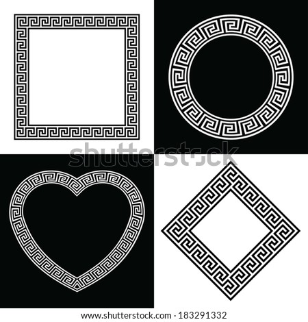 Four Vector Greek Key Border Frame Shapes Four Vector Greek Key Border Frame Shapes