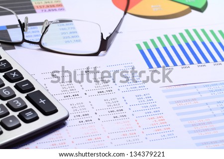 Financial statements review and analyze with colorful charts and tables.