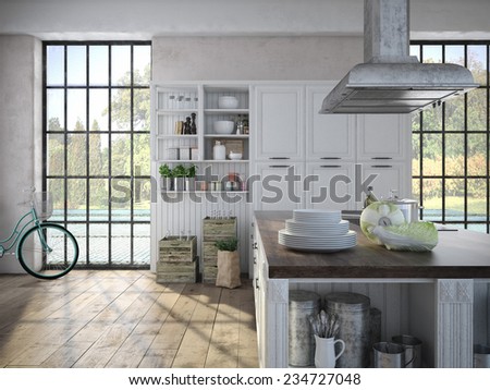 Luxurious kitchen with stainless steel appliances in a apartment
