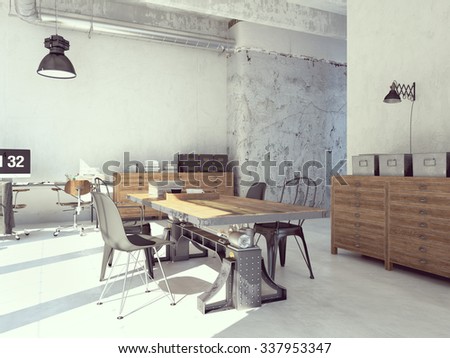 Interior design of  modern Living room with a table. 3d rendering