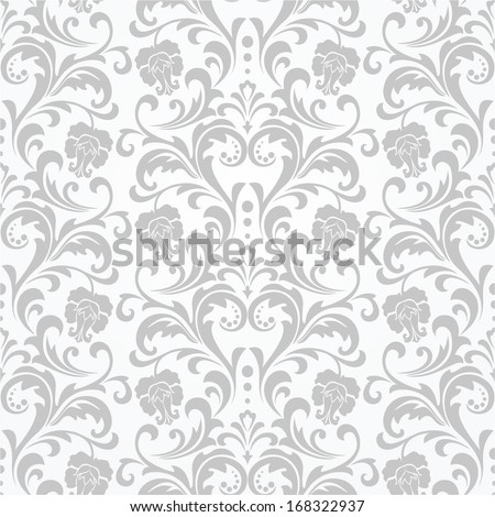 Wallpaper in the style of Baroque A seamless vector background Gray and white texture Wallpaper in the style of Baroque A seamless vector background Gray and white texture