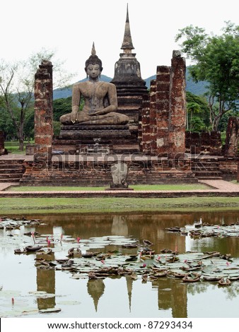 Buddhist statue in Sukhothai in Thailand