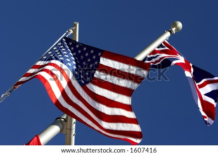 American and British flags flying high