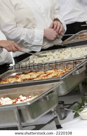 stock photo Food being served at a wedding event buffet style