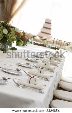 Fancy table setting during a wedding. Shallow depth of field