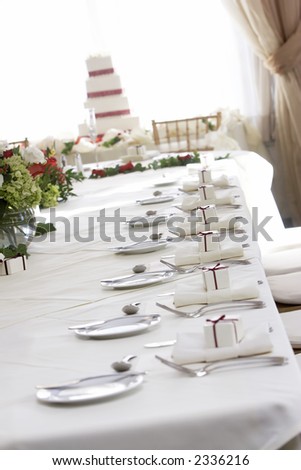 stock photo Fancy wedding table set for fine dining shallow depth of 