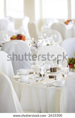 stock photo Wedding tables set for fine dining