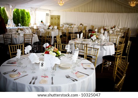 stock photo table set for a wedding or catered social event decorated 