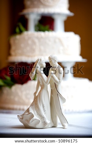 stock photo dancing bride and groom wedding cake decoration
