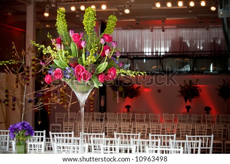 stock photo big and bold flower arrangements for the tables