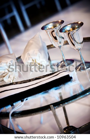 stock photo Traditional items used in a Jewish wedding ceremony