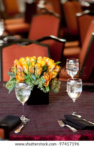 a table set for fine dining during a catered event