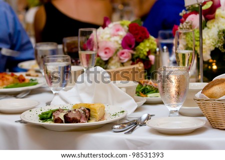Food set out on a plate during a wedding or other catered event.