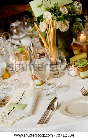 Wedding tables set for fine dining or another catered event