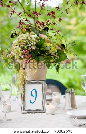 Wedding table set for fine dining or other catered event