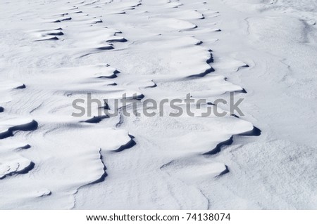 Close up of windy snow surface texture