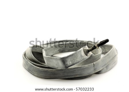 new bicycle inner tube on a white background