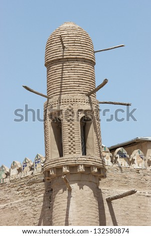 Close up to a ancient building of Khiva, silk road, Uzbekistan