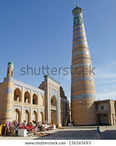 Mosque Islom Xoja, ancient city of Khiva, silk road, Uzbekistan, Central Asia