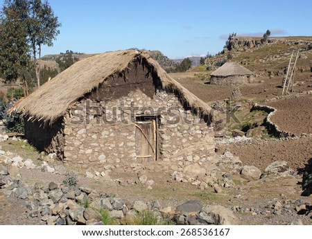 Traditional homes in the upland of Amhara, Ethiopia, Africa