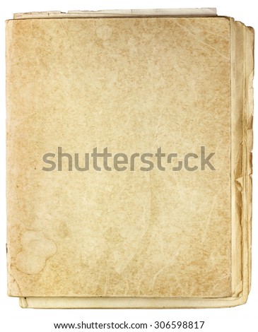Old vintage notebook isolated on white background