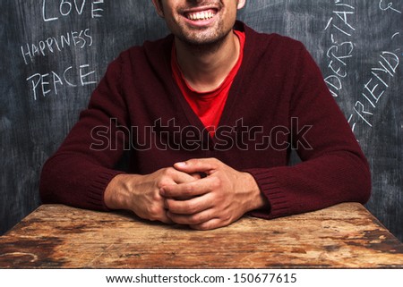 Happy man with positive thoughts