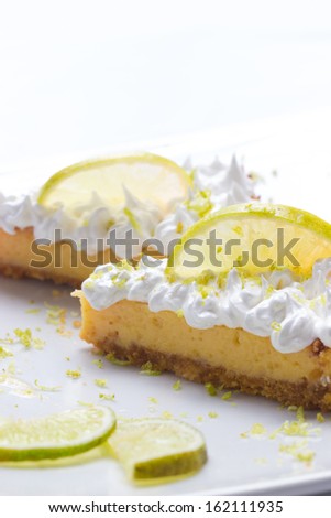 Two lemon pie slices