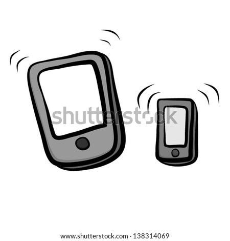 Vector Cartoon, Illustration Of Smart Phone And Tablet / Isolated On