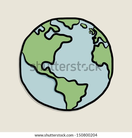 earth on paper / cartoon vector and illustration, isolated on white background.