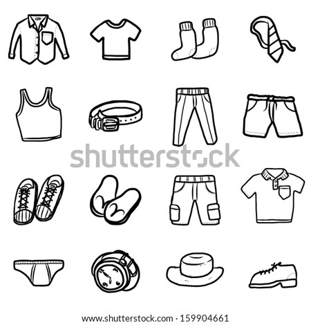 Collection Of Men Clothes And Fashion / Cartoon Vector And Illustration