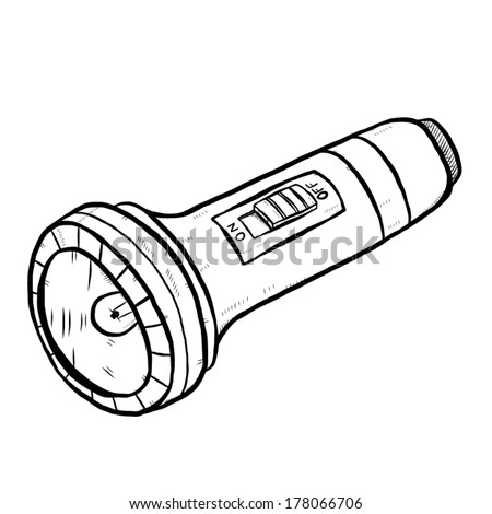 Flashlight Or Electric Torch / Cartoon Vector And Illustration, Black